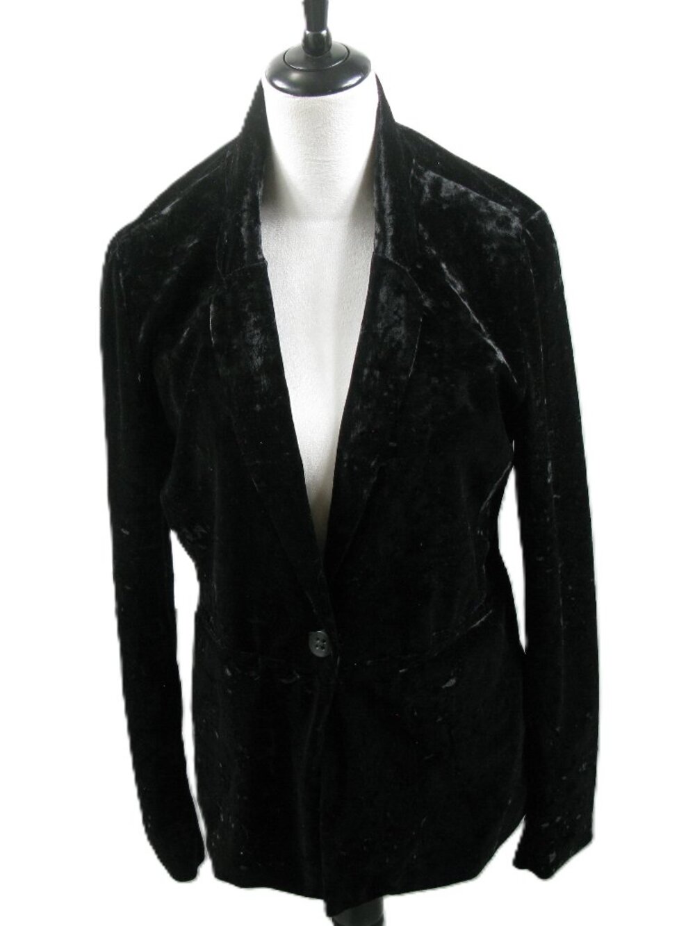 Sanctuary Black Crushed Velvet Button Front Blazer Size Small